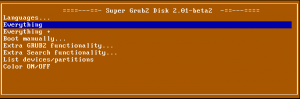 Super Grub2 Disk 2.01 beta 2 featuring 'Everything +' option