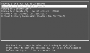 Grub Menu screenshot showing Windows and Gnu/Linux entries