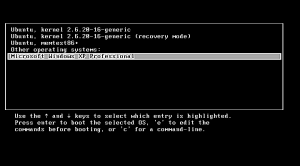 Grub that has Windows option selected