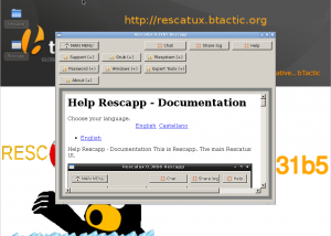 Rescatux desktop with Rescapp screenshot