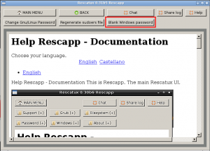 Password Options Menu - Clear Windows Password selected