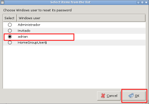 Select a Windows user