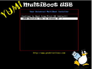 YUMI Boot - GRUB Bootable ISOs or Windows XP selected screenshot