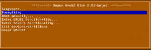 Super Grub2 Disk 2.01 beta 1 - Main menu