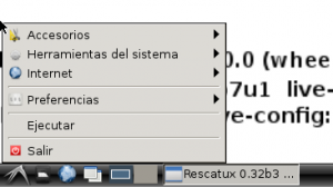 LXDE start menu in Spanish thanks to Rescatux 0.32 beta 3 greeter