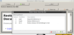 Rescatux - Grub install option - Fedora 