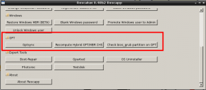 Rescatux 0.40b2 - New GPT options. Gptsync. Recompute CHS. Check bios_grub partition.