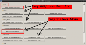 Rescatux 0.40 beta 9 - New features - Easy GNU/Linux Boot Fix & Easy Windows Admin